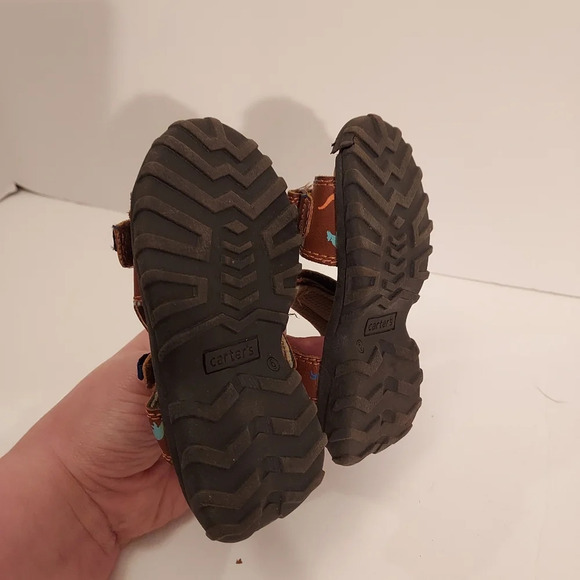 Carter's Brown and Dinosaur Karter Hook and Loop Play Sandals in Size 6 - Picture 11 of 11